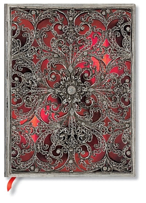 Garnet Ultra Lined Softcover Journal, 176pg, 100gsm by Paperblanks (Silver Filigree Collection) by Paperblanks