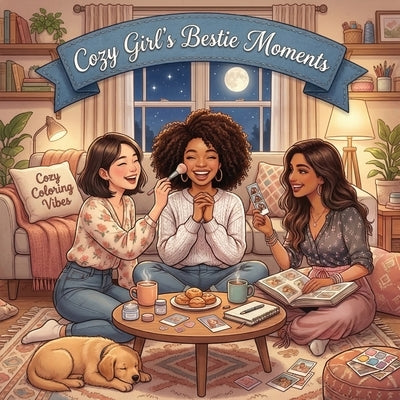 Cozy Girl's Bestie Moments: Fun Bold Line Nostalgic Eras Adult Comfy Coloring Book Timeless Vintage Aesthetic Hygge Moments & Cute Calming Lifestyle S by Vibes, Cozy Coloring