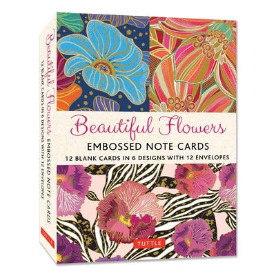 Beautiful Flowers, 12 Embossed Note Cards: 12 Blank Cards in 6 Lovely Designs (2 Each) with 12 Patterned Envelopes in a Keepsake Box by Tuttle Studio