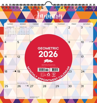Geometric 2026 12 X 12 Spiral Wall Calendar by Willow Creek Press