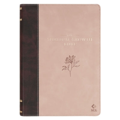 The Spiritual Growth Bible, Study Bible, NLT - New Living Translation Holy Bible, Vegan Leather, Brown/Pink Two-Tone by