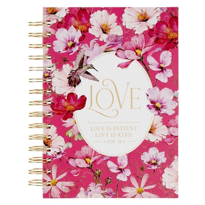Christian Art Gifts Inspirational Journal, Love Is Patient Wide Ruled Notebook, 1 Corinthians 13:5 Bible Verse, Cherry Pink, 192 Lined Pages W/Scriptu by