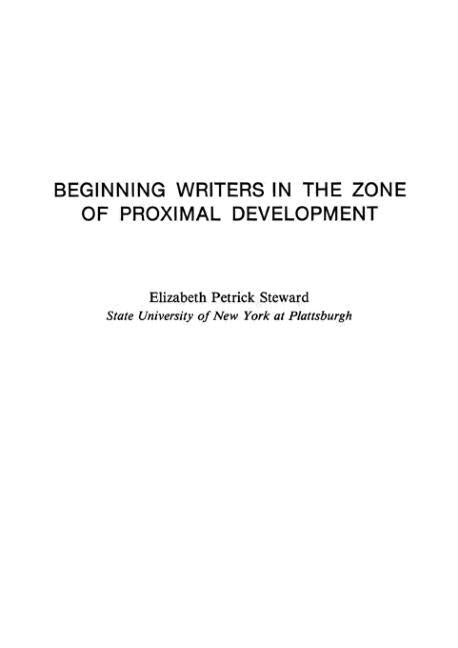 Beginning Writers in the Zone of Proximal Development by Steward, Elizabeth Petri