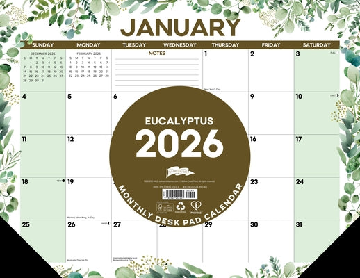Eucalyptus 2026 22 X 17 Large Monthly Deskpad by Willow Creek Press