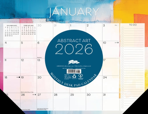 Abstract Art 2026 22 X 17 Large Monthly Deskpad by Willow Creek Press