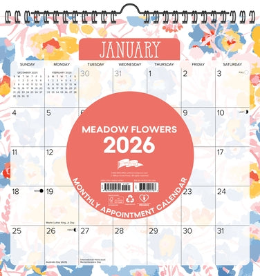 Meadow Flowers 2026 12 X 12 Spiral Wall Calendar by Willow Creek Press