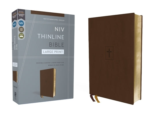 Niv, Thinline Bible, Large Print, Leathersoft, Brown, Red Letter, Comfort Print by