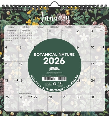 Botanical Nature 2026 12 X 12 Spiral Wall Calendar by Willow Creek Press