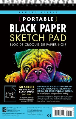 Studio Series Portable Black Paper Sketch Pad 6 X 9 Inches (50 Sheets) by