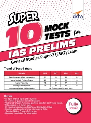 Super 10 Mock Tests for IAS Prelims General Studies Paper 2 (CSAT) Exam by Disha Experts