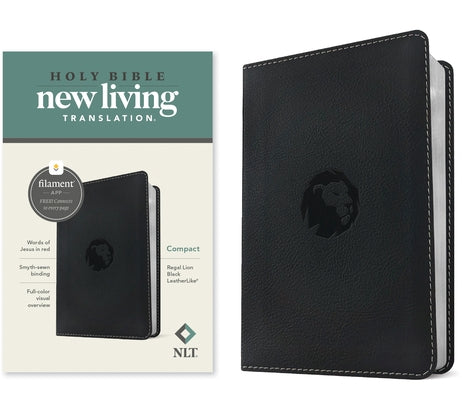 NLT Compact Bible, Filament Enabled (Leatherlike, Regal Lion Black, Red Letter) by Tyndale