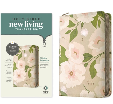 NLT Thinline Reference Zipper Bible, Filament Enabled (Leatherlike, Tender Blossom Taupe, Red Letter) by Tyndale