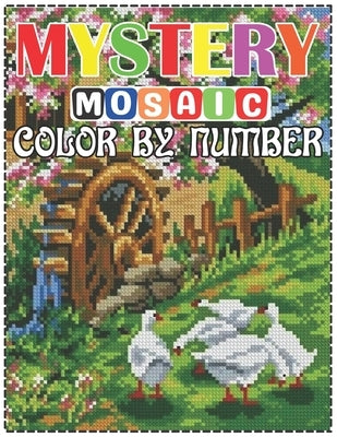 Mystery Mosaic Color By Number: Large Print landscape Adult Coloring Book Intricate Pixel Color By Number by Book Cafe, Jakiya Art