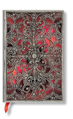 Garnet Mini Lined Softcover Journal, 208pg, 80gsm by Paperblanks (Silver Filigree Collection) by Paperblanks