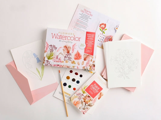 Watercolor the Easy Way Paint-Your-Own Watercolor Cards Flowers: Notecard Paint Kit with Paint and Brush Included by Berrenson, Sara