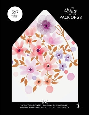 Watercolor Flowers Envelope Liners Euro Flap 5x7 with Floral Design: For Invitation Envelopes for Birthdays, Weddings (28 Pack) by The Write Supplies