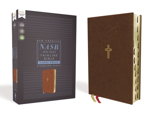 Nasb, Thinline Bible, Large Print, Leathersoft, Brown, Red Letter Edition, 1995 Text, Thumb Indexed, Comfort Print by Zondervan