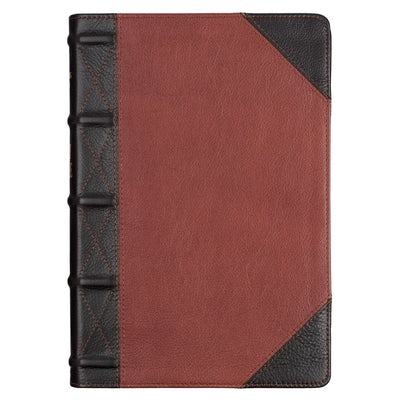 KJV Giant Print Full-Size Bible Two-Tone Brandy/Brown Full Grain Leather by
