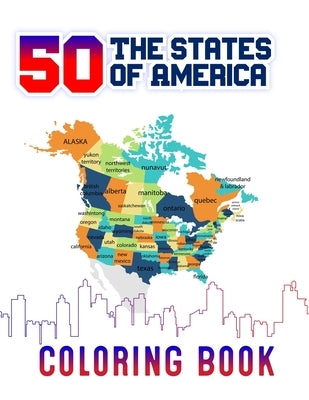 50 The States of America Coloring Book: Fifty State Maps with Capitals and Symbols like Motto Bird Mammal Flower Insect Butterfly or Fruit Perfect Eas by Publication, Atkins White