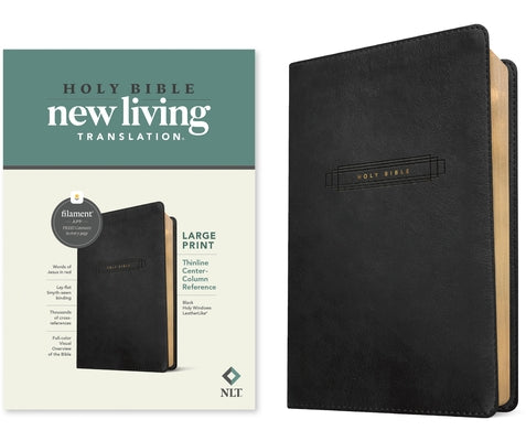 NLT Large Print Thinline Center-Column Reference Bible, Filament Enabled (Leatherlike, Black Holy Windows, Red Letter) by Tyndale