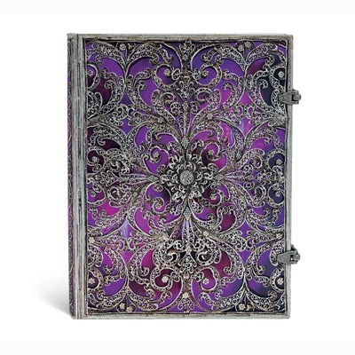 Aubergine Ultra Lined Hardcover Journal, 240pg, 120gsm by Paperblanks (Silver Filigree Collection) by Paperblanks