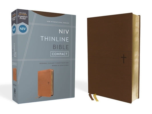 Niv, Thinline Bible, Compact, Leathersoft, Brown, Red Letter, Comfort Print by