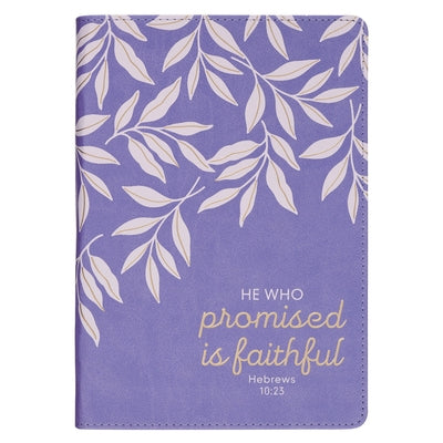 Christian Art Gifts Classic Journal He Who Promised Heb. 10:23 Bible Verse, Inspirational Scripture Notebook, Ribbon Marker, Purple Vegan Leather Flex by
