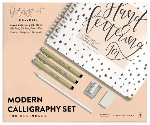 Modern Calligraphy Set for Beginners: A Creative Craft Kit for Adults Featuring Hand Lettering 101 Book, Brush Pens, Calligraphy Pens, and More by Chalkfulloflove