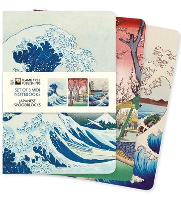 Japanese Woodblocks Set of 3 MIDI Notebooks by Flame Tree Studio