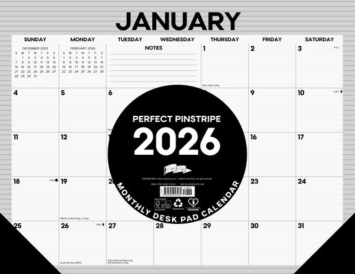 Pinstripe 2026 22 X 17 Large Monthly Deskpad by Willow Creek Press