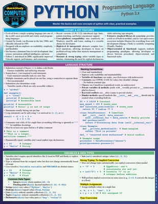Python Programming Language: A Quickstudy Laminated Reference Guide by Nixon, Robin