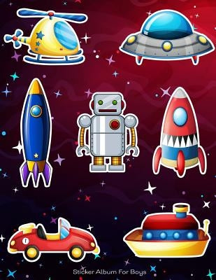 Sticker Album For Boys: 100 Plus Pages For PERMANENT Sticker Collection, Activity Book For Boys, Red - 8.5 by 11 by Scales, Maz