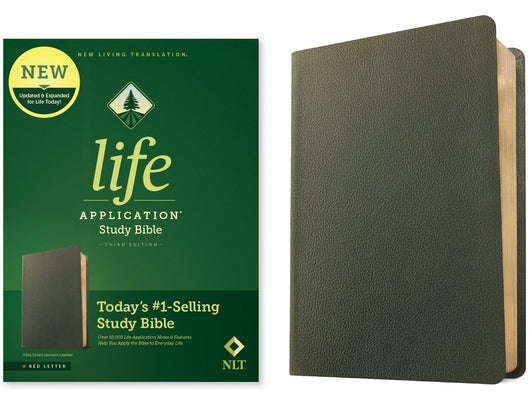NLT Life Application Study Bible, Third Edition (Red Letter, Genuine Leather, Olive Green) by Tyndale
