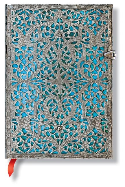 Maya Blue MIDI Lined Hardcover Journal, 240pg, 120gsm by Paperblanks (Silver Filigree Collection) by Paperblanks