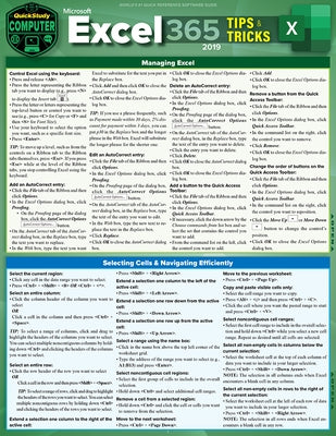 Microsoft Excel 365 Tips & Tricks - 2019: A Quickstudy Laminated Software Reference Guide by Frye, Curtis