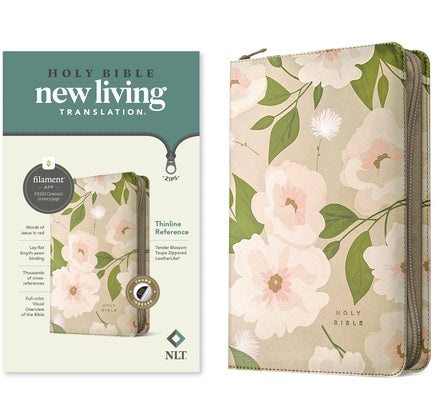 NLT Thinline Reference Zipper Bible, Filament Enabled (Leatherlike, Tender Blossom Taupe, Indexed, Red Letter) by Tyndale