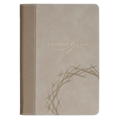 Christian Art Gifts Classic Journal Amazing Grace Isa. 53:5 Bible Verse, Inspirational Scripture Notebook, Ribbon Marker, Taupe Vegan Leather Flexcove by