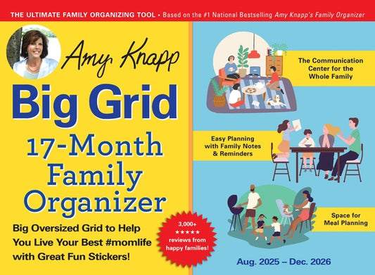 2026 Amy Knapp's Big Grid Family Organizer Wall Calendar: August 2025 - December 2026 by Knapp, Amy