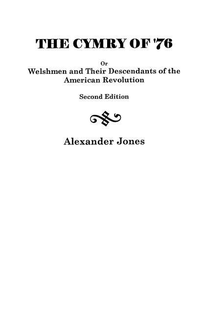 Cymry of '76 by Jones, Alexander