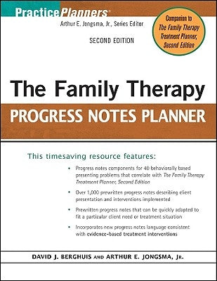 The Family Therapy Progress Notes Planner by Jongsma, Arthur E.