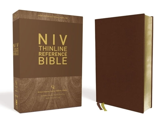 Niv, Thinline Reference Bible, Genuine Leather, Buffalo, Brown, Red Letter Edition, Comfort Print by Zondervan