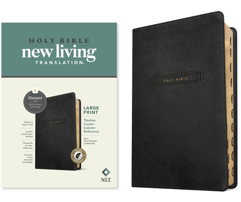 NLT Large Print Thinline Center-Column Reference Bible, Filament Enabled (Leatherlike, Black Holy Windows, Indexed, Red Letter) by Tyndale