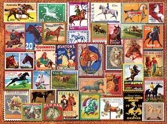 Vintage Equestrian Stamp Posters 1000-Piece Puzzle by Lewis T. Johnson