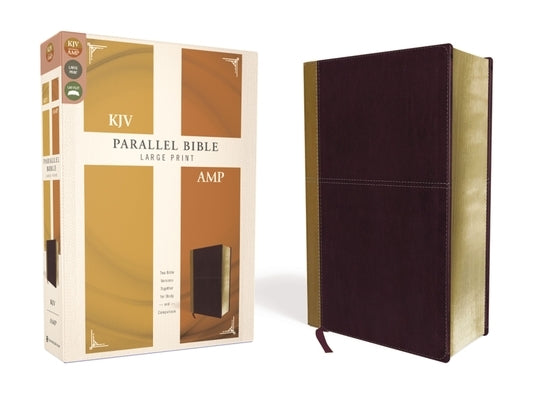 KJV, Amplified, Parallel Bible, Large Print, Leathersoft, Tan/Burgundy, Red Letter Edition: Two Bible Versions Together for Study and Comparison by Zondervan