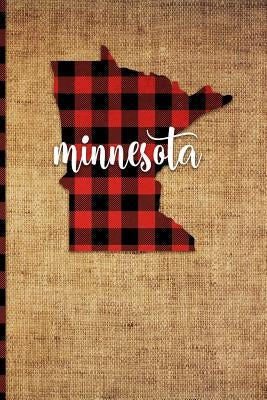 Minnesota: 6 X 9 108 Pages: Buffalo Plaid Minnesota State Silhouette Hand Lettering Cursive Script Design on Soft Matte Cover Not by Print Frontier