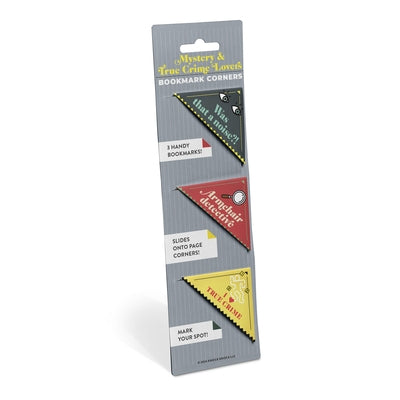 Mystery & True Crime Lovers Bookmark Corners, Set of 3 Unique Cardstock Bookmarks by Knock Knock