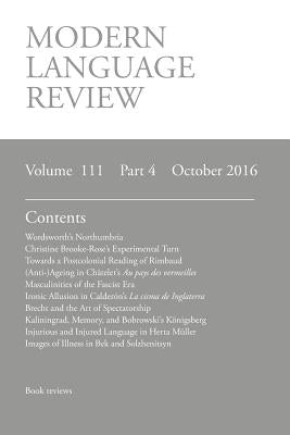 Modern Language Review (111: 4) October 2016 by Connon, D. F.