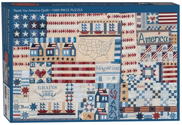 Thank You America Quilt Jigsaw Puzzle for Adults by Masako Wakayama: 1000 Pieces, Dimensions 28" X 20" by Wakayama, Masako
