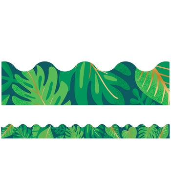 One World Tropical Leaves Scalloped Bulletin Board Borders by Carson Dellosa Education