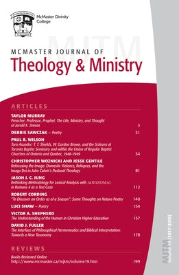 McMaster Journal of Theology and Ministry: Volume 19, 2017-2018 by Fuller, David J.